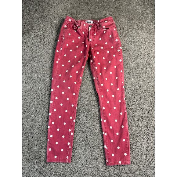 Paige Verdugo Ultra Skinny Jeans Womens 29 Red White Polka Dot Stretch Ladies - Picture 1 of 16